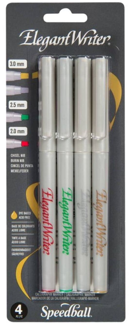 Speedball Elegant Writer Special Occasion Calligraphy Pen Set 4 Metallic NIP